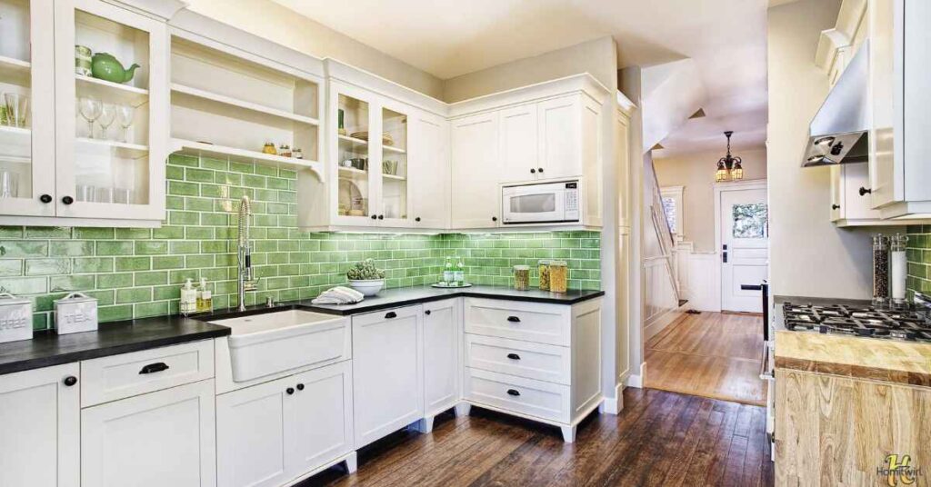 Rustic White And Green China Cabinet