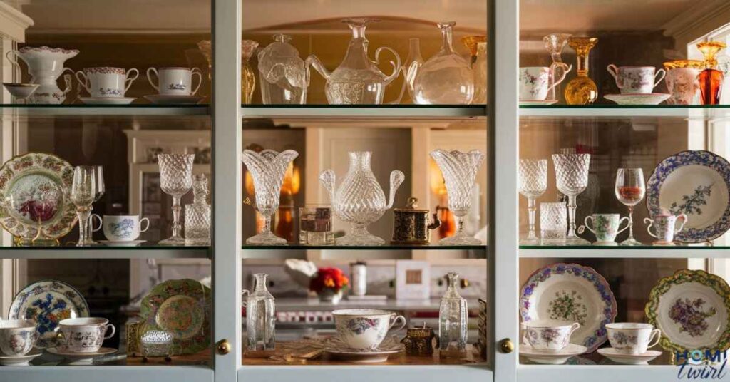 All the things you should consider when planning what to display in glass kitchen cabinets