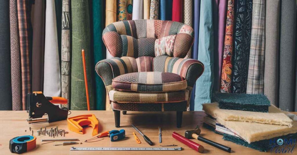 What tools and supplies do I need to reupholster a chair?